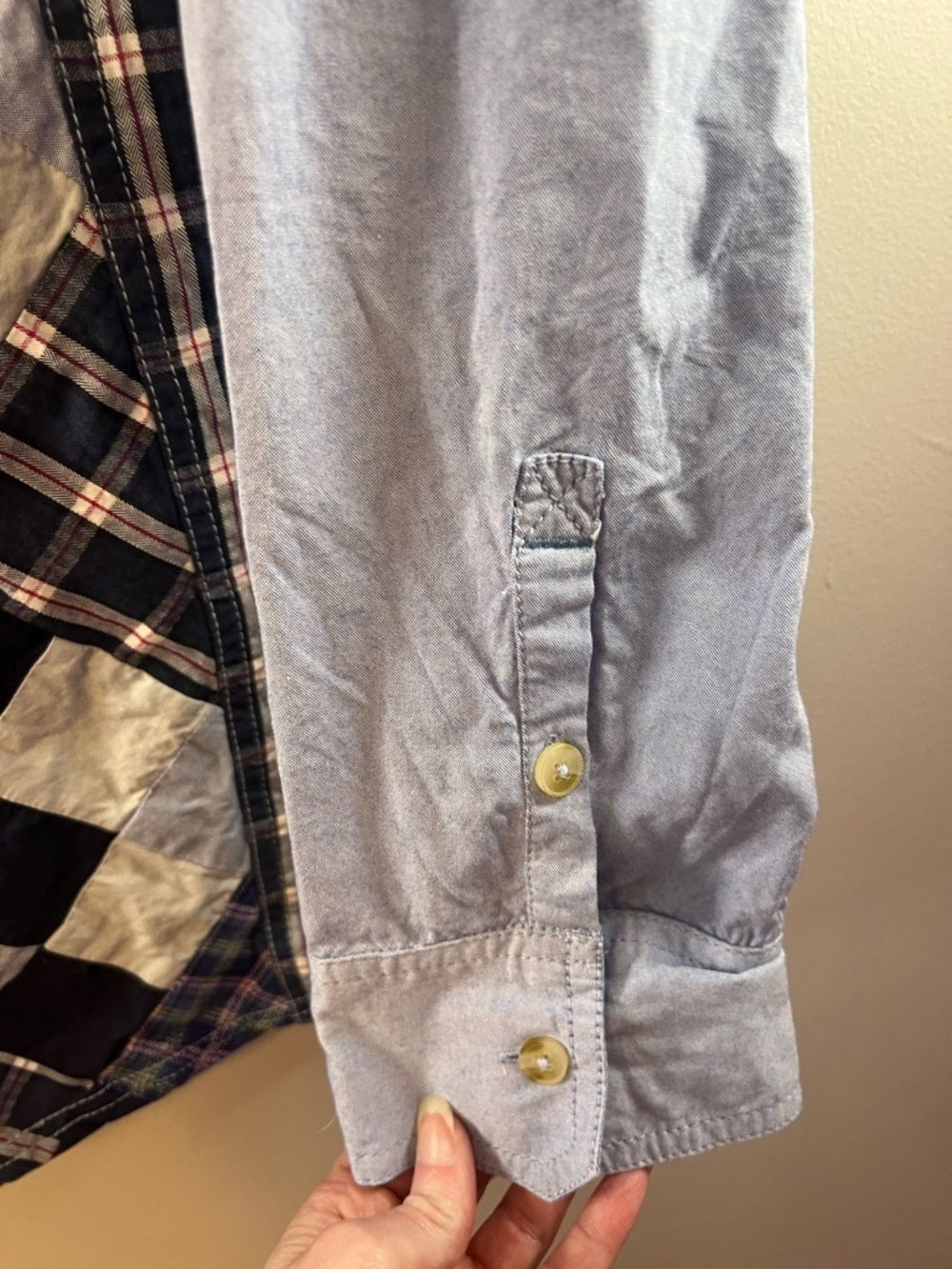 Free People We The Free Argyle Plaid Patchwork Button-Down Shirt - Picture 8 of 14